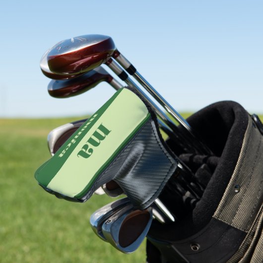 Salie groen script monogram initiaal golfheadcover (Insitu)