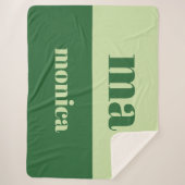 Salie groen script monogram initiaal sherpa deken (Voorkant)