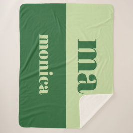 Salie groen script monogram initiaal sherpa deken