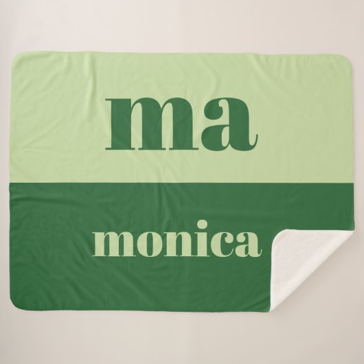 Salie groen script monogram initiaal sherpa deken (Voorkant (horizontaal))