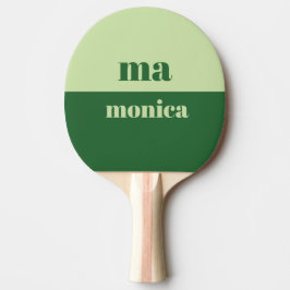 Salie groen script monogram initiaal tafeltennisbatje
