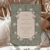 Salie Groen Stoffig Roze Bruiloft Kaart