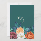 Salie groen Terracotta bloemenherfst bruiloft Kaart (Achterkant)