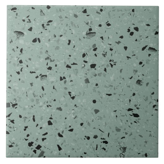 Salie Groen Terrazzo Moderne Minimale Middelgrote  Tegeltje (Voorkant)