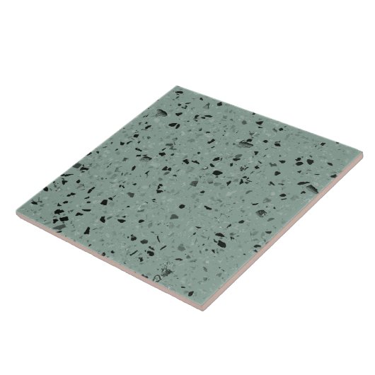 Salie Groen Terrazzo Moderne Minimale Middelgrote  Tegeltje (Zijkant)