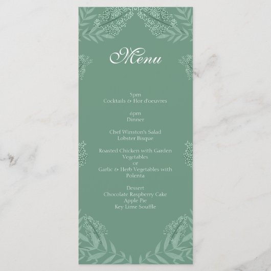Salie Groen Trouw Vintage Botanische Menu (Voorkant)