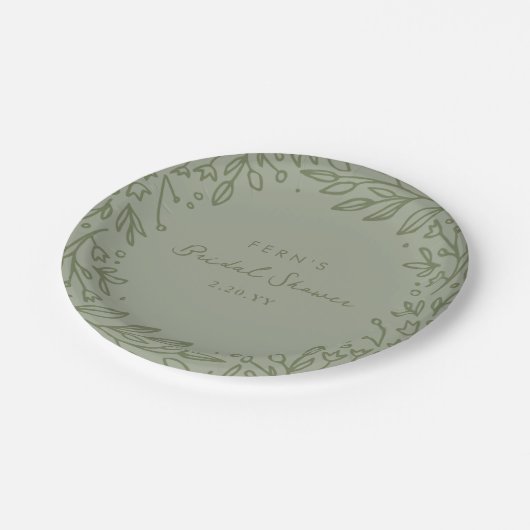 Salie Groen Tuin Bloem Bruidsfeest Papieren Bordje (Gekanteld)