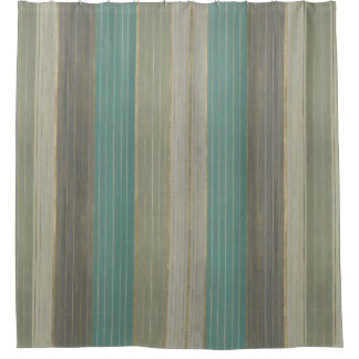 Salie groen turquoise Taupe grijs boerderij strepe Douchegordijn