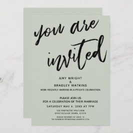 Salie Groen U Bent Uitgenodigd Bruiloft Na-Recepti Kaart