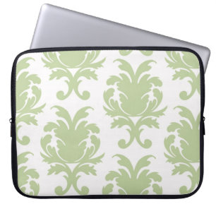 salie groen vet groot damast patroon laptop sleeve