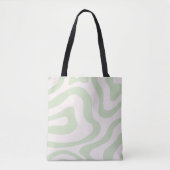 Salie Groen Vloeibare Swirl Groovy Streep Y2K Patr Tote Bag (Voorkant)