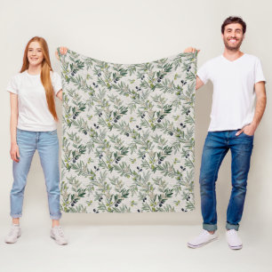 Salie Groen Waterverf Frans Landelijk Olijf Fleece Deken