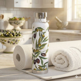 Salie Groen Waterverf Frans Landelijk Olijf Patroo Waterfles