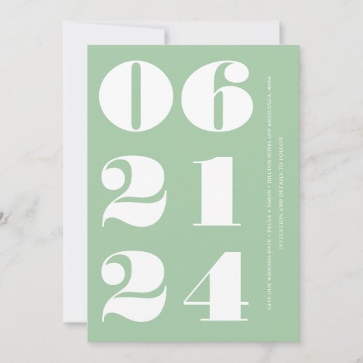 Salie groen wit elegant modern minimalistisch kaart (Voorkant)