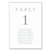 Salie Groen Wit Minimalistische Zittafel Nummer Kaart (Achterkant)