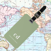 Salie groen wit monogram initialen bagagelabel