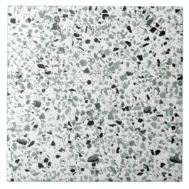 Salie Groen Wit Terrazzo Modern Minimaal Medium Tegeltje