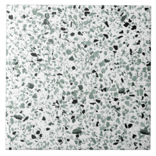 Salie Groen Wit Terrazzo Modern Minimaal Medium Tegeltje