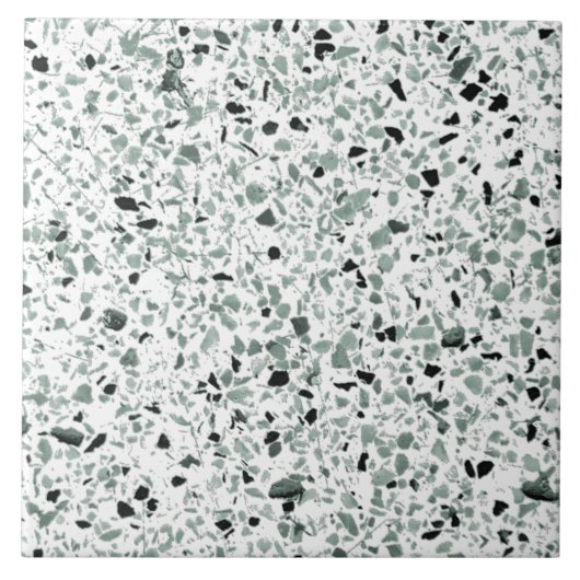 Salie Groen Wit Terrazzo Modern Minimaal Medium Tegeltje (Voorkant)