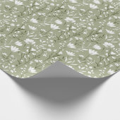 Salie Groen Witte Bloem Bruidsbegeleiding Trouw  Cadeaupapier (Hoek)