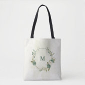 salie groen-witte bloem tote bag (Voorkant)
