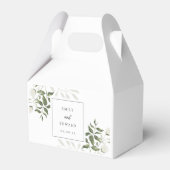 Salie groen & witte bloemen bruiloft bedankdoosjes (Voorkant Zijde)