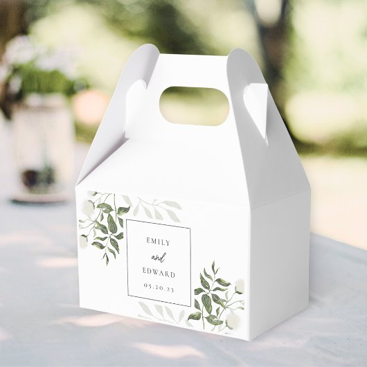 Salie groen & witte bloemen bruiloft bedankdoosjes