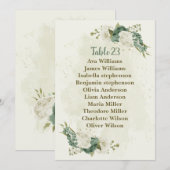 Salie Groen Witte Bloemen Zitplaatskaart Kaart (Voorkant / Achterkant)