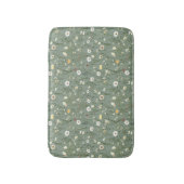 Salie Groen Witte Gele Wilde Bloemen Boho Trendy Badmat (Voorkant Verticaal)