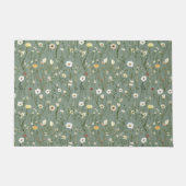 Salie Groen Witte Gele Wilde Bloemen Boho Trendy Deurmat (Voorkant)