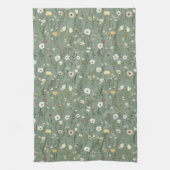Salie Groen Witte Gele Wilde Bloemen Boho Trendy Theedoek (Verticaal)