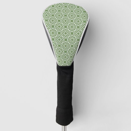Salie Groen Witte Geometrische Naadloos Patroon Golfheadcover (Voorkant)
