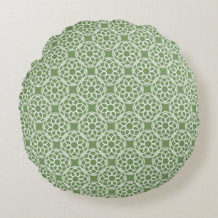 Salie Groen Witte Geometrische Naadloos Patroon Rond Kussen