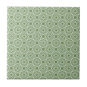 Salie Groen Witte Geometrische Naadloos Patroon Tegeltje