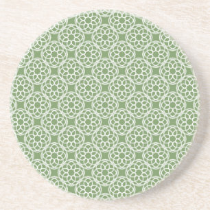 Salie Groen Witte Geometrische Naadloos Patroon Zandsteen Onderzetter