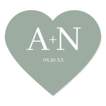 Salie Groen Witte Minimalistische Trouw Monogram 