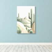 Salie Groen Woestijn Modern Boho Cactus Landschap Canvas Afdruk (Insitu (Houten vloer))