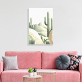 Salie Groen Woestijn Modern Boho Cactus Landschap Canvas Afdruk (Insitu (Woonkamer))