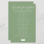 Salie Groen Zou Ze Liever Bruiloft Feest Spel (Voorkant / Achterkant)