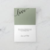 Salie Groen Zwarte Script Liefde Dank Je Bedankkaart (Binnen)