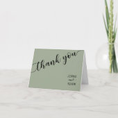 Salie Groen Zwarte Script Liefde Dank Je Bedankkaart (Voorkant)