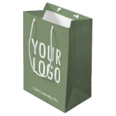 Salie Groene 10 inch Cadeautas Bedrijfslogo Medium (Voorkant Gekanteld)