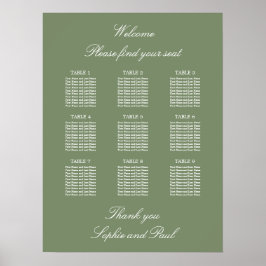 Salie Groene 9 Tafel Trouw Stoelen Plattegrond Pos Poster