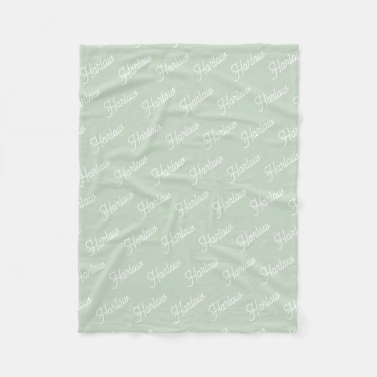 Salie Groene Aangepaste Kindernaam Herhaling Fleece Deken (Voorkant)
