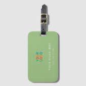 Salie Groene Aangepaste Naam & logo Bagagelabel (Voorkant (verticaal))
