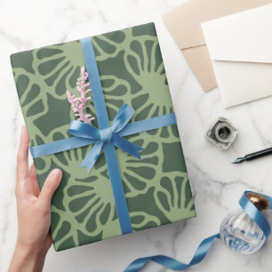 Salie Groene Abstracte Koraal Bloemige Naadloos Pa Cadeaupapier