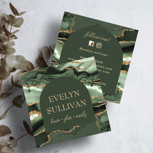 Salie groene agaat en boog visitekaartje