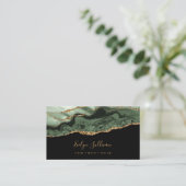 Salie groene agaat op zwart visitekaartje (Staand voorkant)