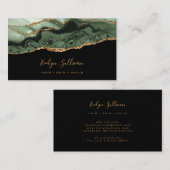 Salie groene agaat op zwart visitekaartje (Voorkant / Achterkant)