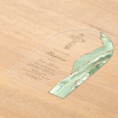 Salie Groene Agate Doop Acryl Uitnodigingen (Laagn)